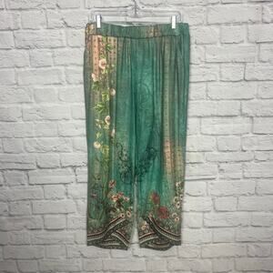 Floral Turquoise Gypsy Style Pants Women Size XL